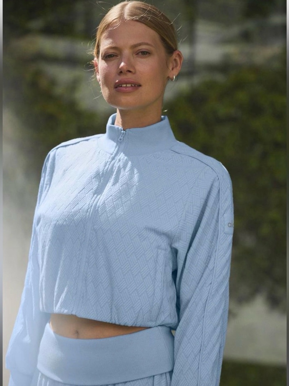ALO Light Blue Cropped Quarter-Zip